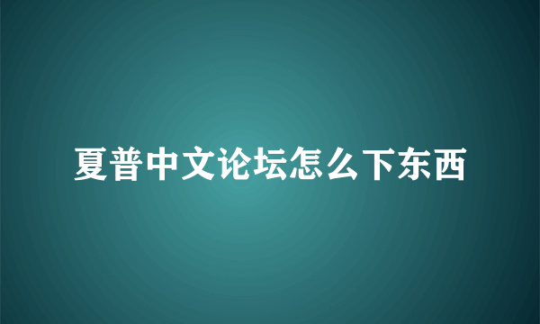 夏普中文论坛怎么下东西