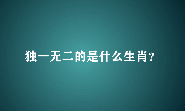 独一无二的是什么生肖？