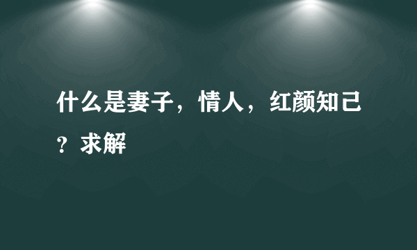 什么是妻子，情人，红颜知己？求解