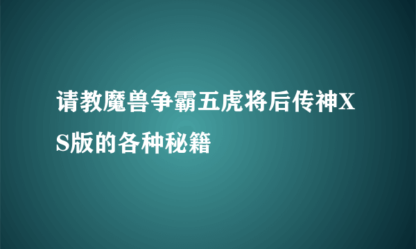 请教魔兽争霸五虎将后传神XS版的各种秘籍