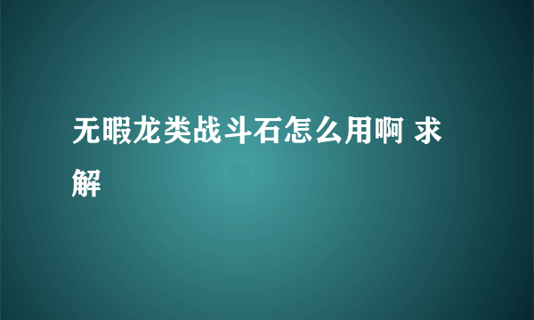 无暇龙类战斗石怎么用啊 求解