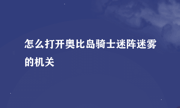 怎么打开奥比岛骑士迷阵迷雾的机关