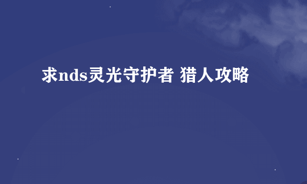 求nds灵光守护者 猎人攻略