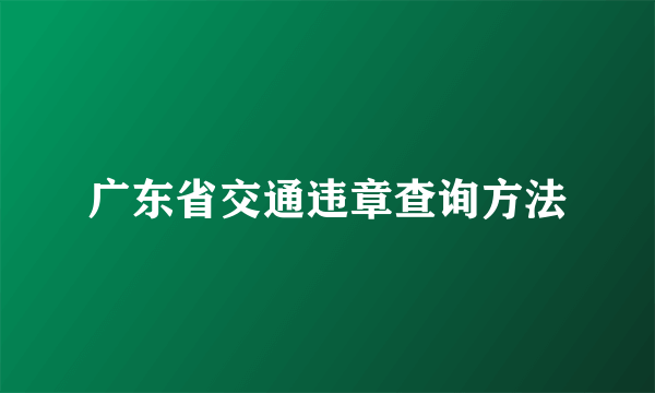 广东省交通违章查询方法