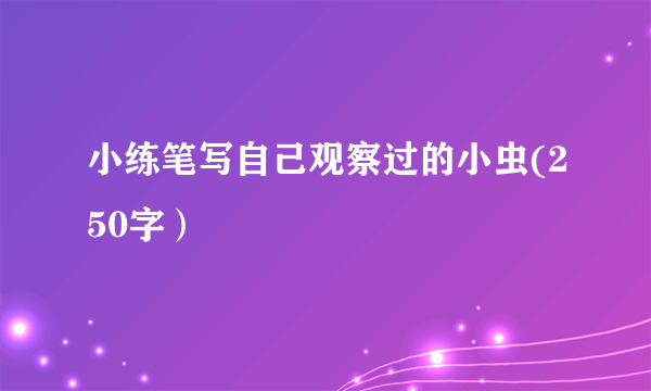 小练笔写自己观察过的小虫(250字）