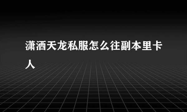 潇洒天龙私服怎么往副本里卡人