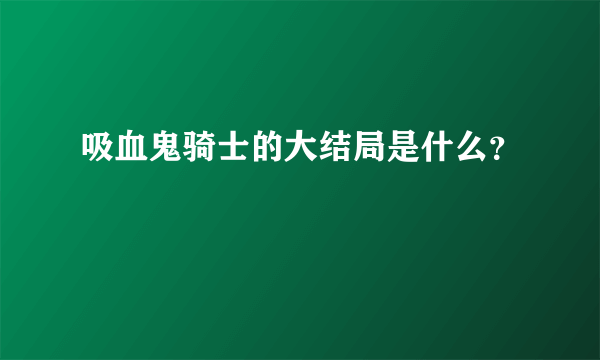 吸血鬼骑士的大结局是什么？