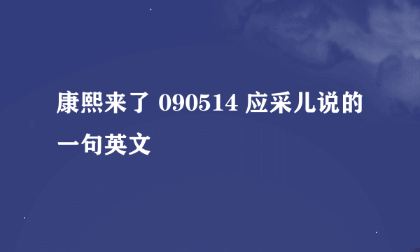 康熙来了 090514 应采儿说的一句英文