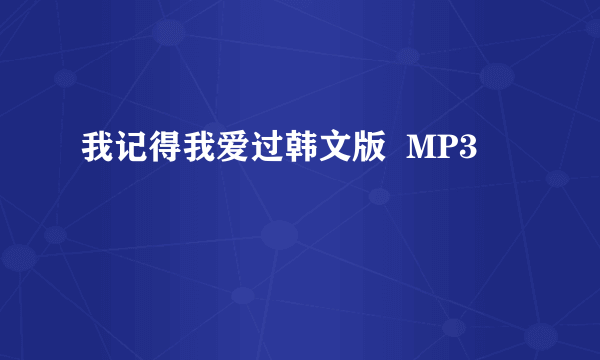 我记得我爱过韩文版  MP3