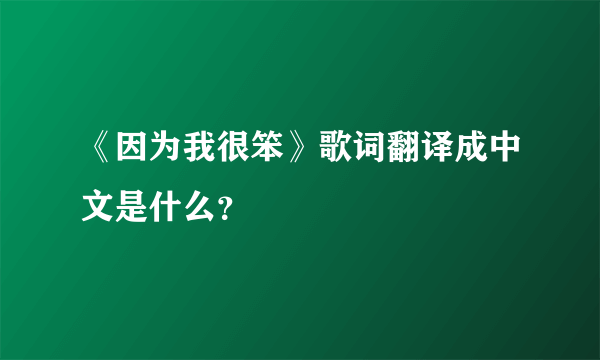 《因为我很笨》歌词翻译成中文是什么？