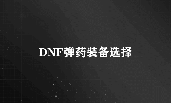 DNF弹药装备选择