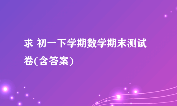 求 初一下学期数学期末测试卷(含答案)