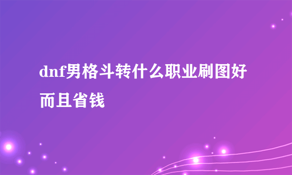 dnf男格斗转什么职业刷图好而且省钱