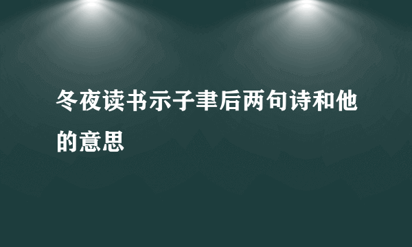 冬夜读书示子聿后两句诗和他的意思