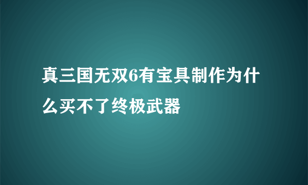 真三国无双6有宝具制作为什么买不了终极武器