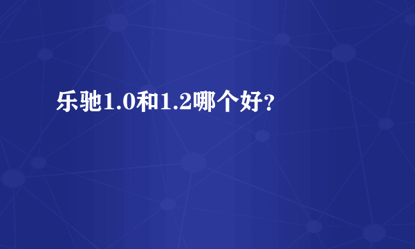 乐驰1.0和1.2哪个好？