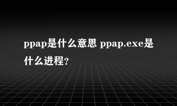 ppap是什么意思 ppap.exe是什么进程？