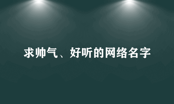 求帅气、好听的网络名字