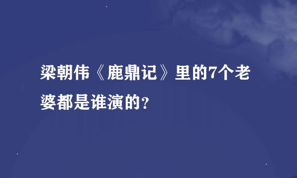 梁朝伟《鹿鼎记》里的7个老婆都是谁演的？