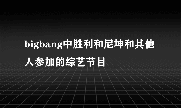 bigbang中胜利和尼坤和其他人参加的综艺节目