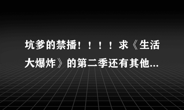 坑爹的禁播！！！！求《生活大爆炸》的第二季还有其他几季啊，第一季不用已经下载完了，绝对好评