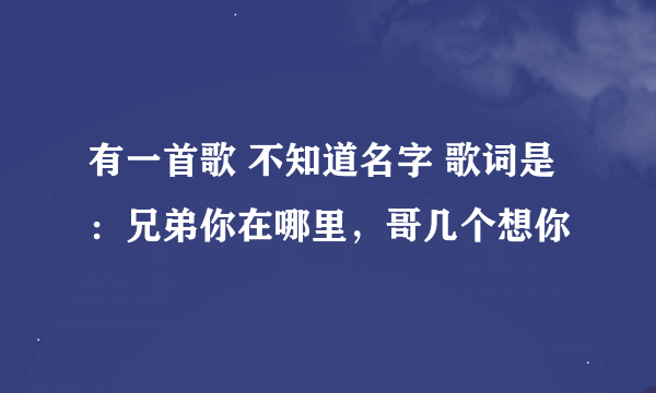 有一首歌 不知道名字 歌词是：兄弟你在哪里，哥几个想你