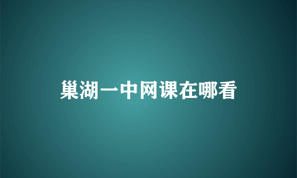 巢湖一中网课在哪看