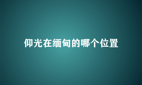 仰光在缅甸的哪个位置