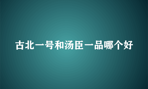 古北一号和汤臣一品哪个好