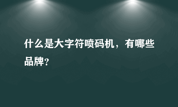 什么是大字符喷码机，有哪些品牌？