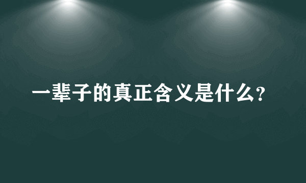 一辈子的真正含义是什么？