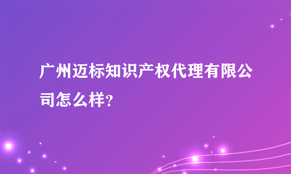 广州迈标知识产权代理有限公司怎么样？