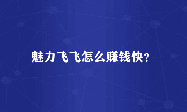 魅力飞飞怎么赚钱快？