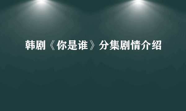 韩剧《你是谁》分集剧情介绍