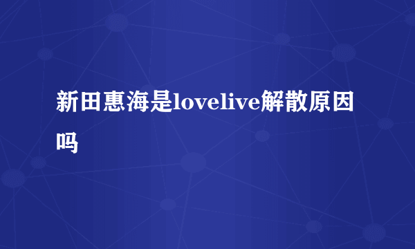 新田惠海是lovelive解散原因吗