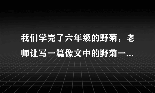 我们学完了六年级的野菊，老师让写一篇像文中的野菊一样的人，要400字20分中能给我吗，发我QQ2679701028