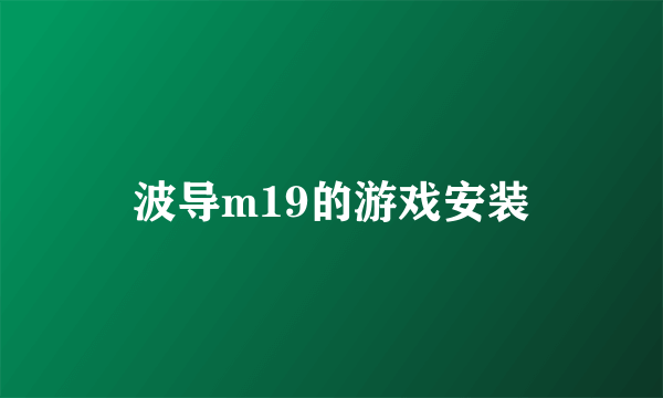 波导m19的游戏安装