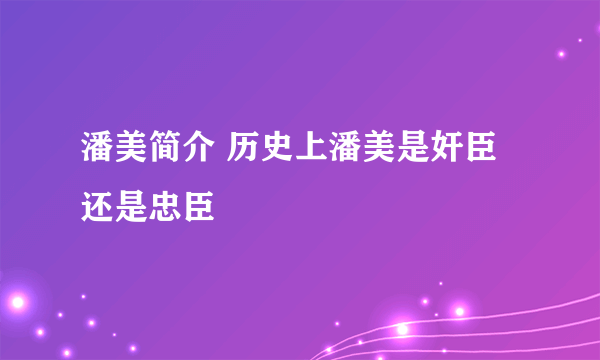 潘美简介 历史上潘美是奸臣还是忠臣