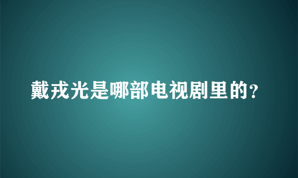 戴戎光是哪部电视剧里的？