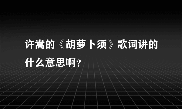 许嵩的《胡萝卜须》歌词讲的什么意思啊？