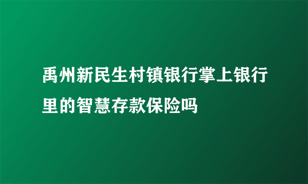 禹州新民生村镇银行掌上银行里的智慧存款保险吗