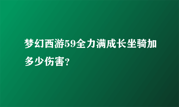 梦幻西游59全力满成长坐骑加多少伤害？