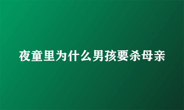 夜童里为什么男孩要杀母亲