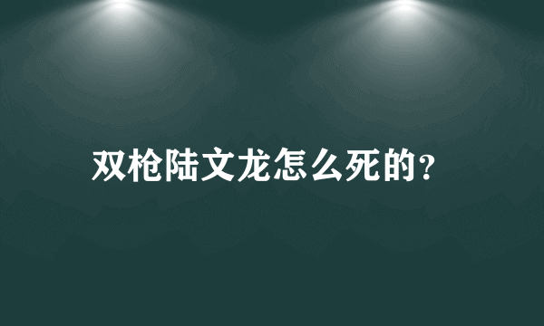 双枪陆文龙怎么死的？