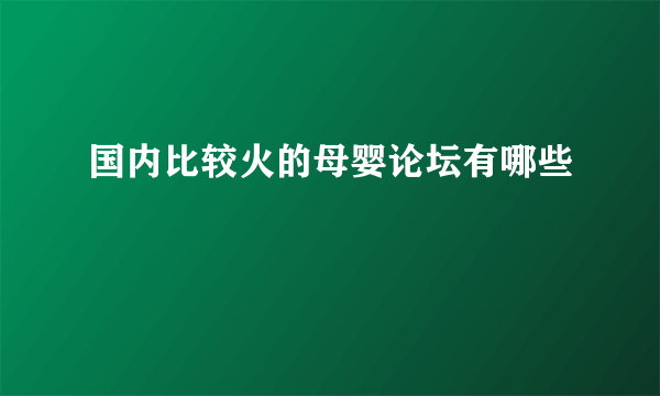 国内比较火的母婴论坛有哪些