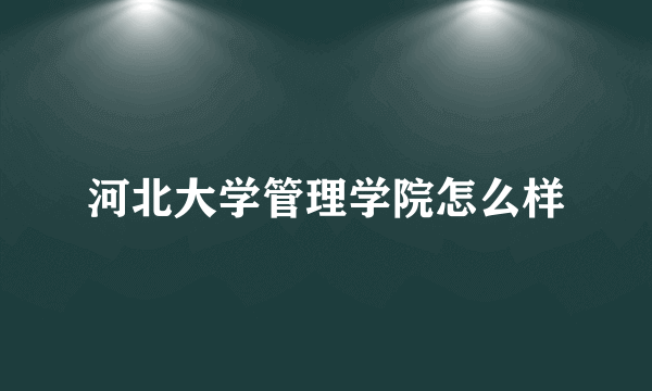 河北大学管理学院怎么样