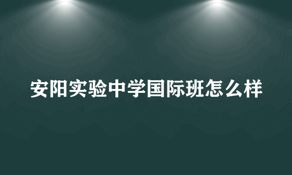 安阳实验中学国际班怎么样