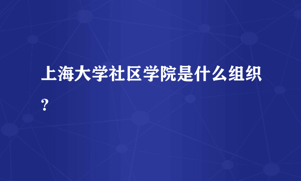 上海大学社区学院是什么组织？