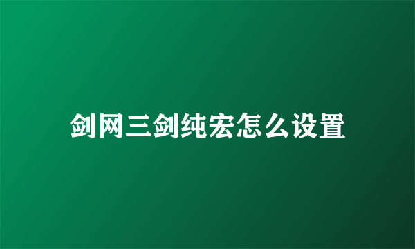 剑网三剑纯宏怎么设置