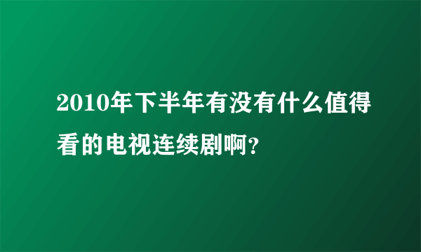 2010年下半年有没有什么值得看的电视连续剧啊？